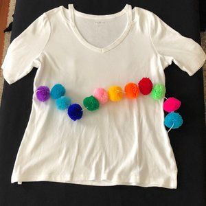 Bright white notched neckline top L